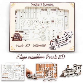 Puzzle Locomotiva Lemn 3D - 13 cm