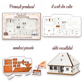 Puzzle Casa Lemn 3D- 8 cm