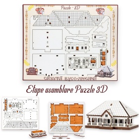 Puzzle Casa Lemn 3D- 10 cm