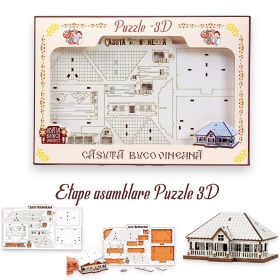 Puzzle Casa Lemn 3D- 12 cm