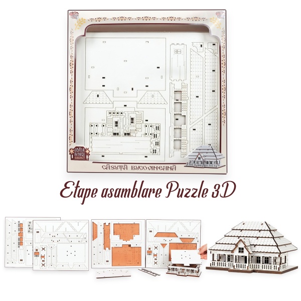 Puzzle Casa Lemn 3D- 17 cm