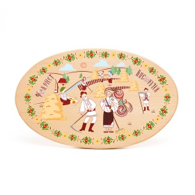 Tocator Oval din lemn - vara la coasă - 22 cm x 14 cm