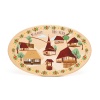 Tocator Oval din lemn - Mănăstiri și case din Bucovina - 22 cm x 14 cm