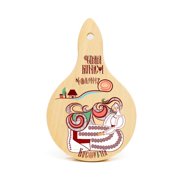 Tocator rotund din lemn - design autentic - 20 cm x 12 cm