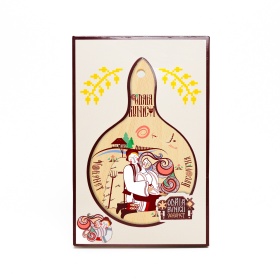 Tocator rotund din lemn - design autentic doi taranei - 20 cm x 12 cm