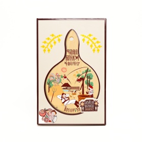 Tocator rotund din lemn - design tradițional - 20 cm x 12 cm