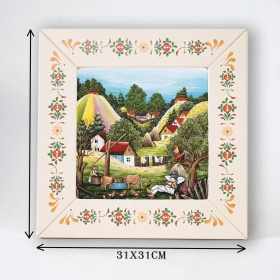 Tablou peisaj de vara (decorat pe sticla cu rama din lemn)