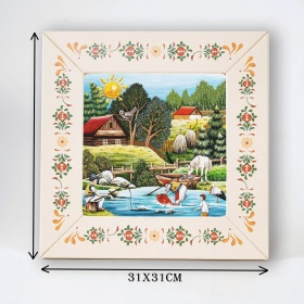 Tablou cu peisaj de vara - la scaldat (decorat pe sticla)