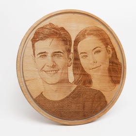 Tablou Rotund Gravat pe Lemn - Personalizabil 34 cm