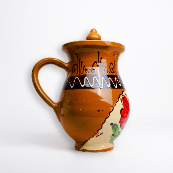 Cana din ceramica corund cu motive traditionale - 1L