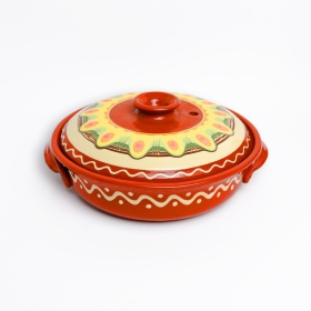 Tigaie din ceramica cu doua manere si capac - 23 cm