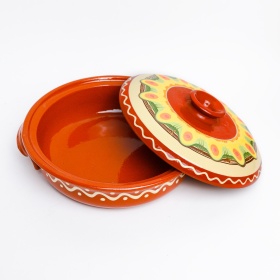 Tigaie din ceramica cu doua manere si capac - 23 cm