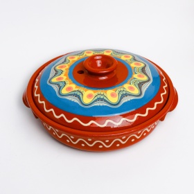 Tigaie din ceramica cu doua manere si capac - 23 cm