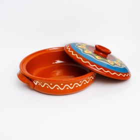 Tigaie din ceramica cu doua manere si capac - 23 cm