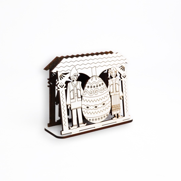 Suport pentru servetele din lemn gravat - motive pascale