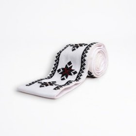 Brau traditional alb brodat 144x7.5CM