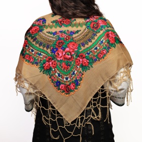 Batic/Esarfa cu franjuri - model floral