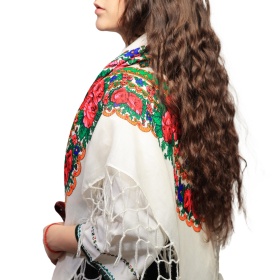 Batic/Esarfa cu franjuri - model floral