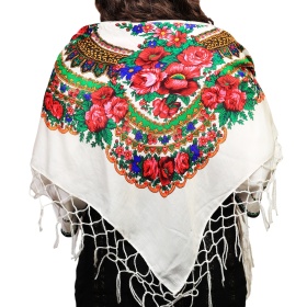 Batic/Esarfa cu franjuri - model floral