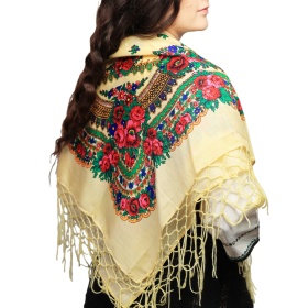 Batic/Esarfa cu franjuri - model floral