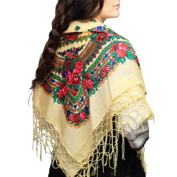 Batic/Esarfa cu franjuri - model floral