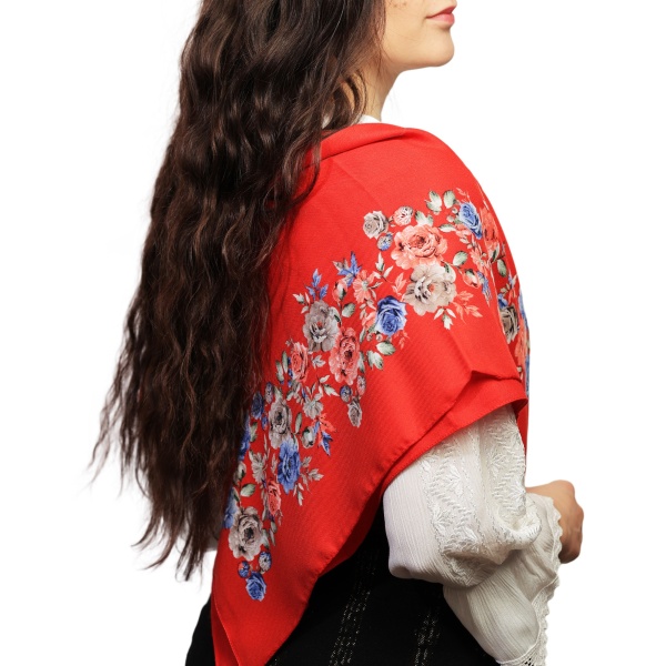 Batic/Esarfa cu franjuri - model floral