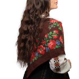 Batic/Esarfa cu franjuri - model floral