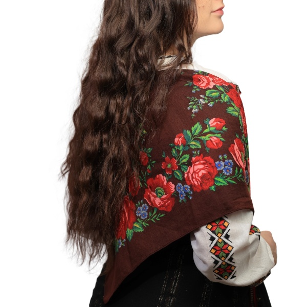 Batic/Esarfa cu franjuri - model floral