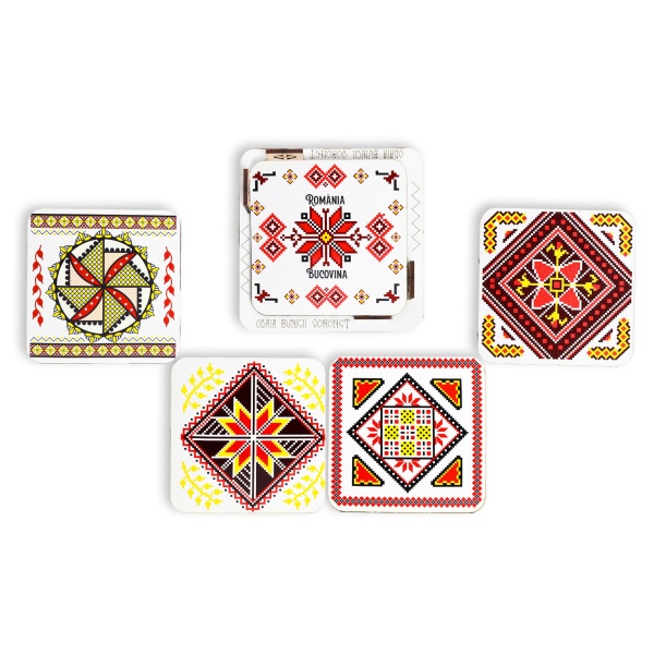 Set 5 suporturi pahare din lemn patrate