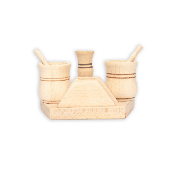 Set solniţa din lemn+suport