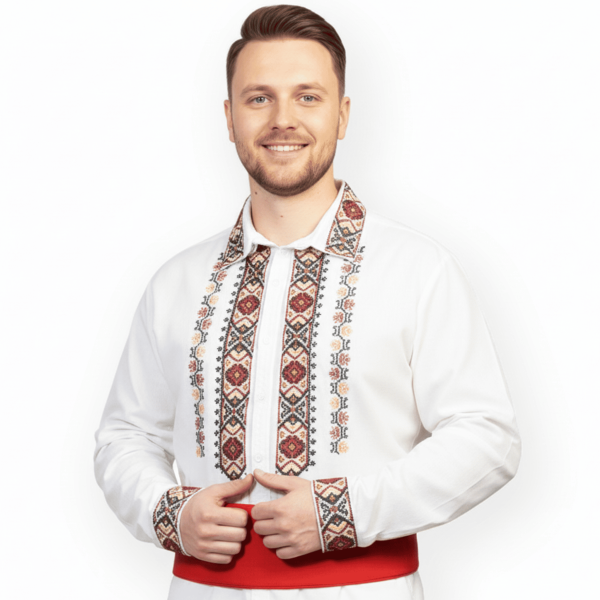 Camasa barbateasca traditionala brodata la masina