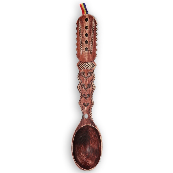 Lingura din lemn cu motive traditionale - 30 cm