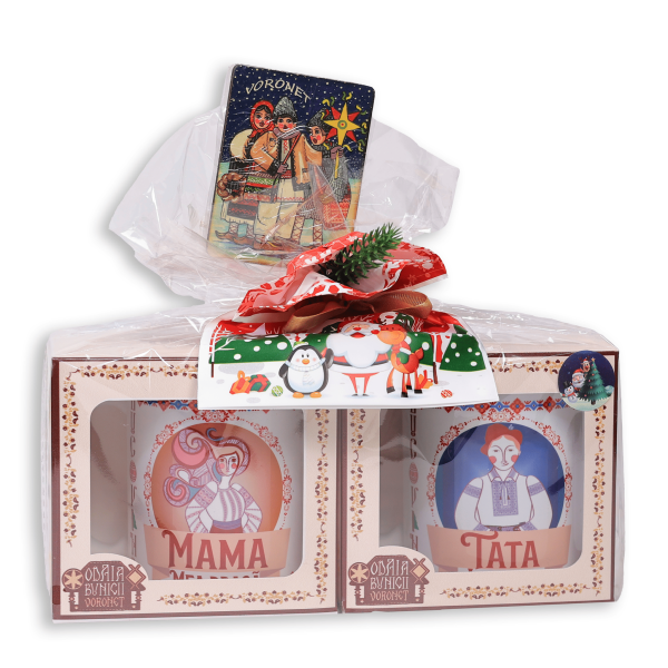 Set Promoțional de Crăciun căni Mama Tata + magnet colindatori