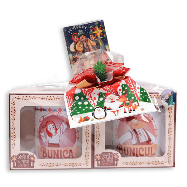 Set Promoțional de Crăciun căni Bunica Bunicu + magnet colindatori