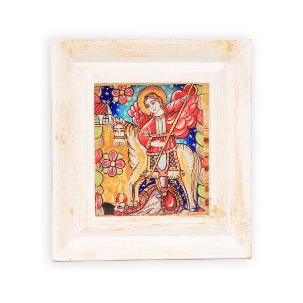 Icoana Sfantul Gheorghe (decorata pe sticla) - 10cm x 12cm