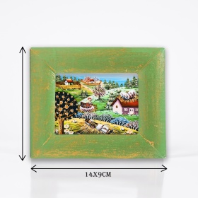 Tablou cu peisaj de primavara (decorat pe sticla) - 9cm x 14cm