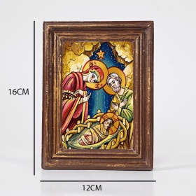 Icoana Nasterea lui Iisus Hristos (decorata pe sticla) - 12cm x 16cm