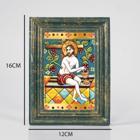 Icoana Hristos si vita de vie (decorata pe sticla) - 12cm x 16cm