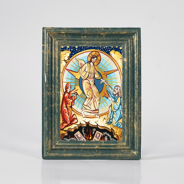 Icoana Invierea Mantuitorului Hristos la iad (decorata pe sticla) - 12cm x 16cm