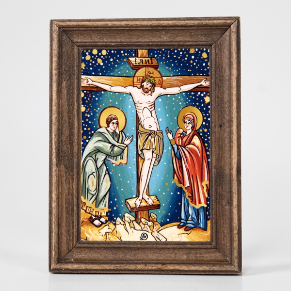 Icoană Rastignirea lui Iisus (decorata pe sticla) - 15cm x 20cm