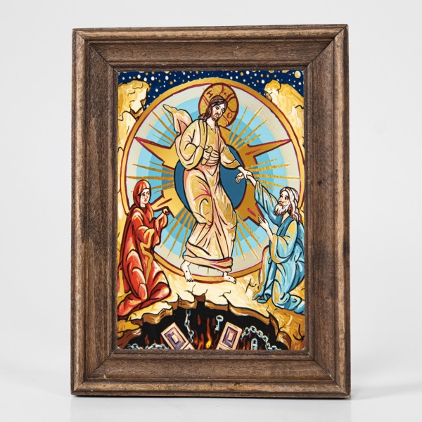 Icoana Invierea Mantuitorului Hristos la iad (decorata pe sticla) - 15cm x 20cm