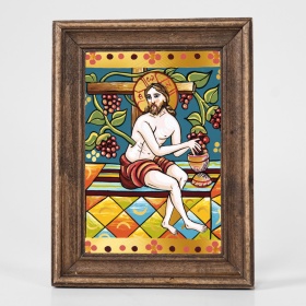 Icoana Hristos si vita de vie (decorata pe sticla) - 15cm x 20cm