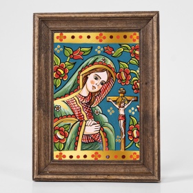 Icoana Maica Domnului (decorata pe sticla) - 15cm x 20cm