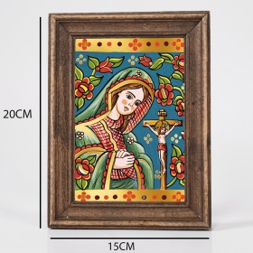 Icoana Maica Domnului (decorata pe sticla) - 15cm x 20cm