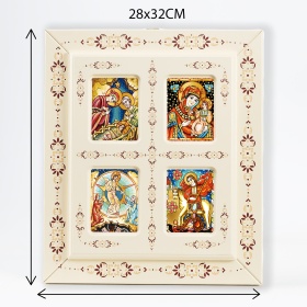 Tablou tip fereastra cu 4 Icoane (decorate pe sticla) - 31cm x 31cm