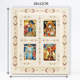 Tablou tip fereastra cu 4 Icoane (decorate pe sticla) - 31cm x 31cm