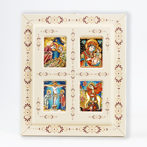 Tablou tip fereastra cu 4 Icoane (decorate pe sticla) - 31cm x 31cm