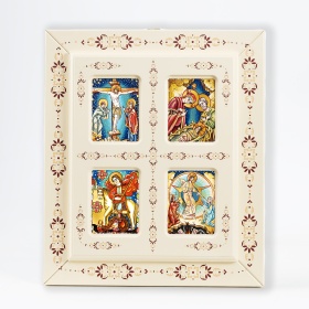 Tablou tip fereastra cu 4 Icoane (decorate pe sticla) - 31cm x 31cm