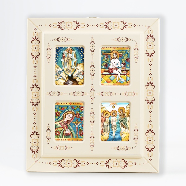 Tablou tip fereastra cu 4 Icoane (decorate pe sticla) - 31cm x 31cm