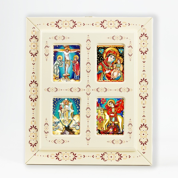 Tablou tip fereastra cu 4 Icoane (decorate pe sticla) - 31cm x 31cm